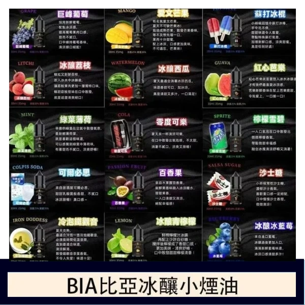 BIA 比亞煙油 | 冰釀小煙油30ML | 0MG/35MG/50MG 尼古丁鹽 | 20種口味 | 日本進口:圖片 2